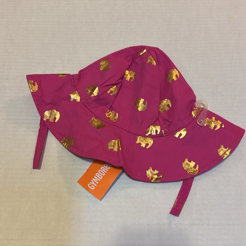 Toddler Girls Gymboree  Pink and Gold Elephant Sun Hat size 2-3T NWT